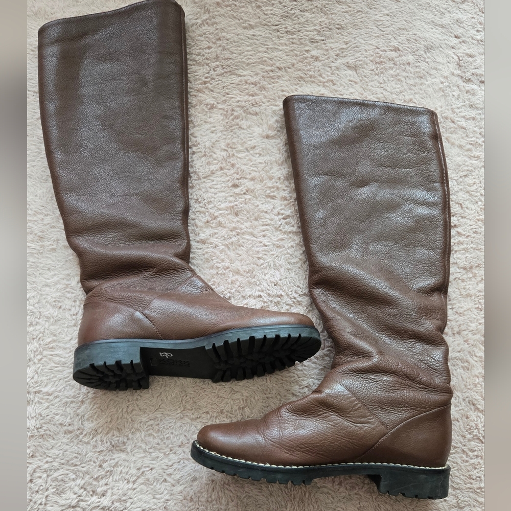 Micheal Kors Brown Over the Knee Boots with Shearling Lining Gold Accents NWOT - Picture 4 of 7